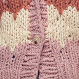 Chevron Chunky Knit Cardigan – Balloon Sleeves, Cropped Fit