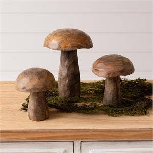 Mango Wood Carved Mushroom