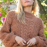 Mock Neck Cable Knit Sweater
