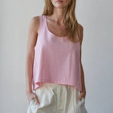 L8751 | Knit Cotton Scoop Neck Sleeveless Tank Top