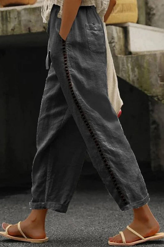 Casual Lace Cutout Niner Pants