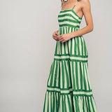 Striped Tiered Maxi Dress