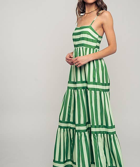 Striped Tiered Maxi Dress