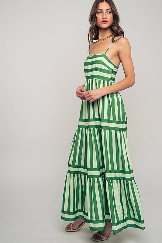 Striped Tiered Maxi Dress
