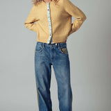 Wide-Leg Utility Stripe Denim Jeans