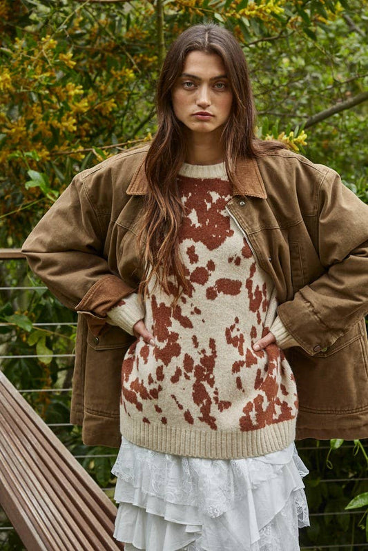 Cotton Collared Brown Denim Jacket