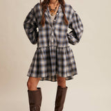 Plaid Drop-Waist Mini Dress