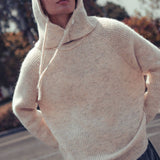 Ribbed Knit Sweater & Hooded Scarf Set