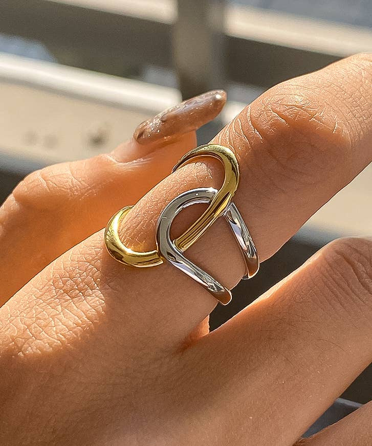 Lior 18K Gold Non-Tarnish Abstract Two Tone Ring