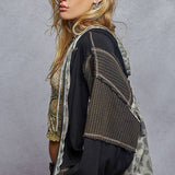 Floral Panel Knit Hoodie