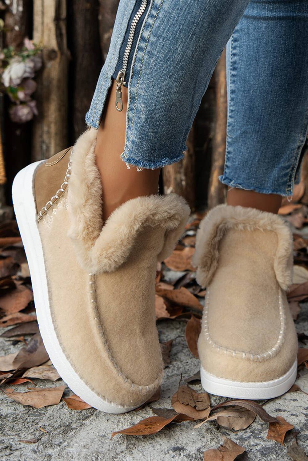 Suede Plush Lined Anklet Boots