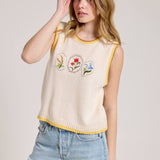 Ice Cream Embroidered Contrast Knit Vest