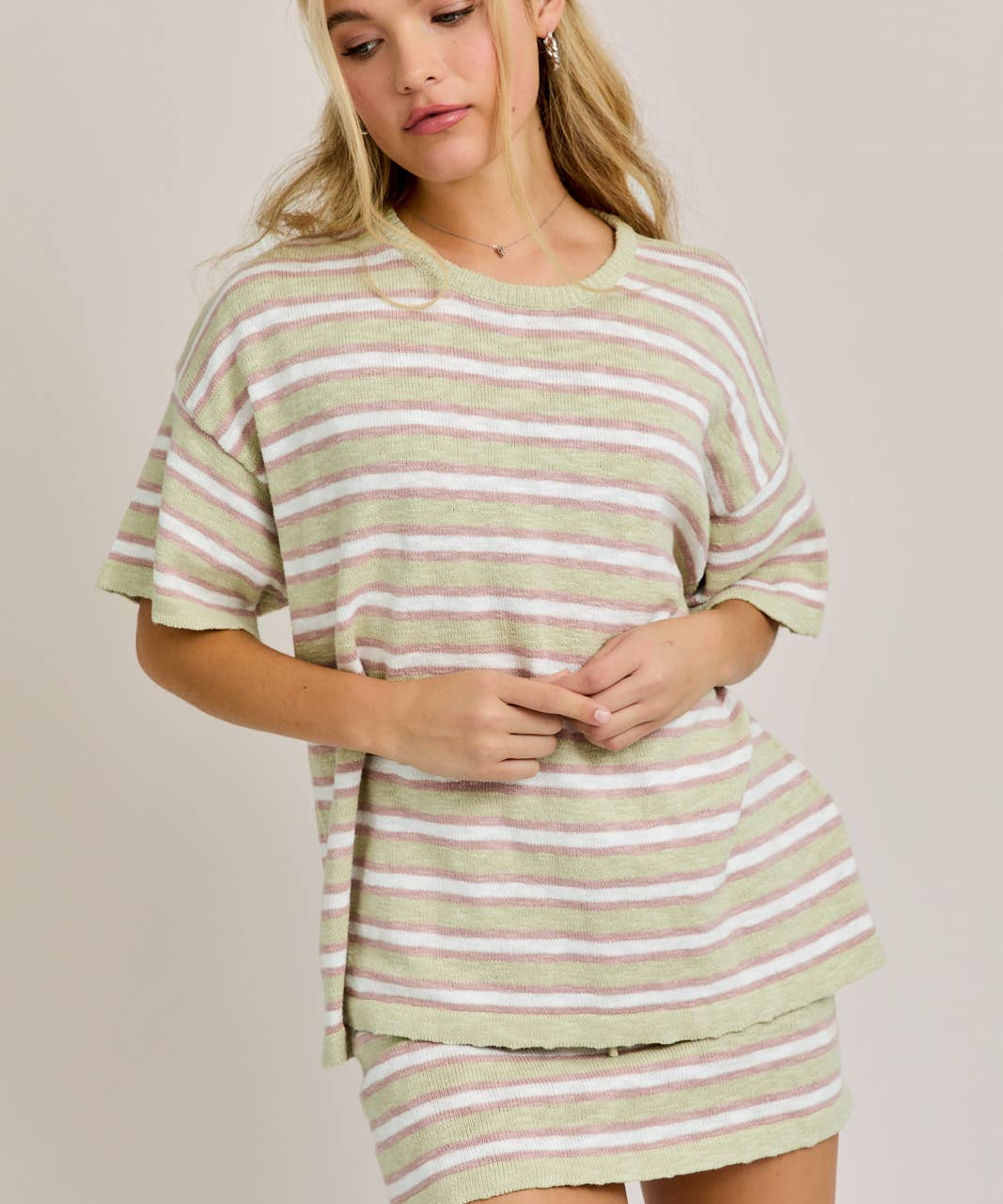Oversize Sweater Top With Mini Skirt Set