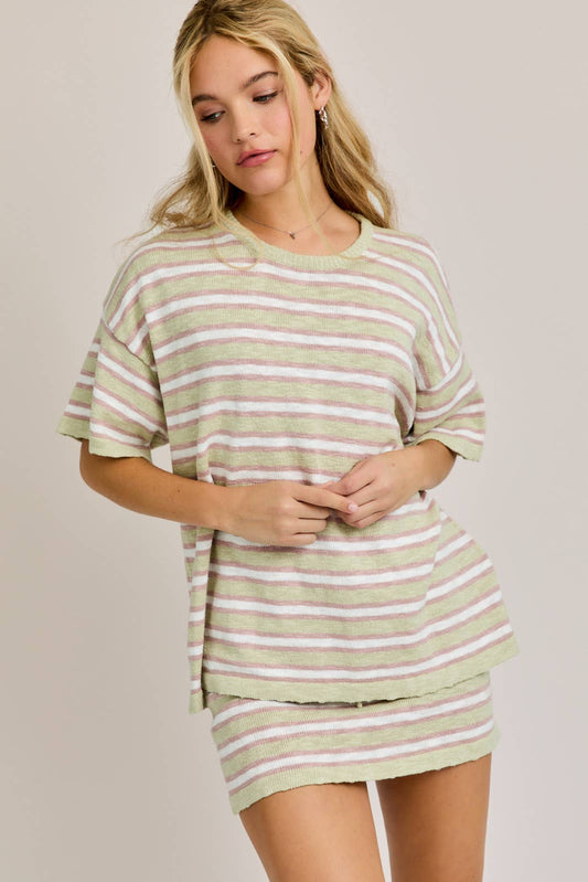 Oversize Sweater Top With Mini Skirt Set