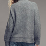 Relaxed Waffle Knit High Neck Sweater
