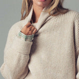 Relaxed Waffle Knit High Neck Sweater