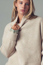 Relaxed Waffle Knit High Neck Sweater