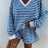 Striped Oversized Sweatshirt & Shorts Set
