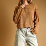J7541   BUTTON FRONT EASY KNITTED CARDIGAN