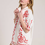 Embroidered Paisley Top