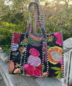 Tropical Print Cotton Tote Bag