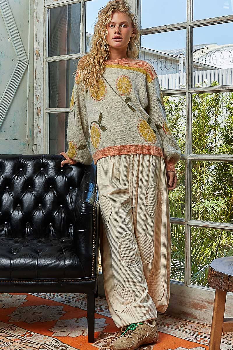 Orange Print Sweater