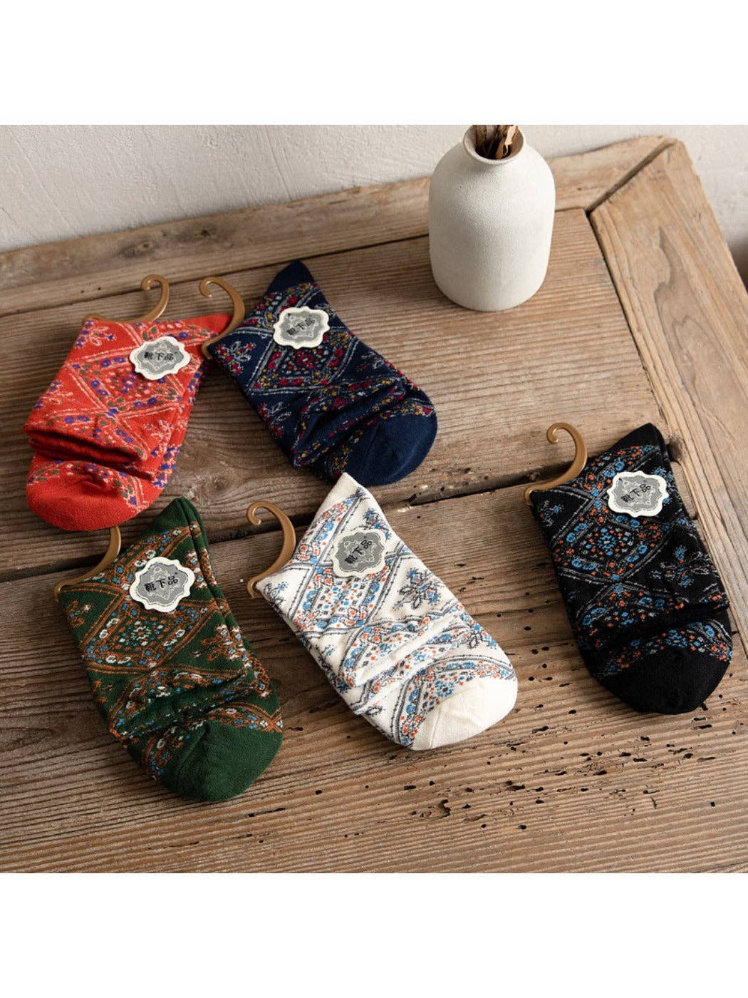 Retro Mid-calf Patterned Socks
