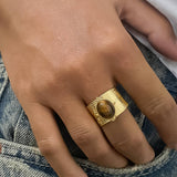 Oasis 18K Gold Non-Tarnish Stone Bold Adjustable Ring