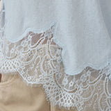 Slub Knit Lace Hem Tee - RTK1154
