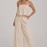 EYELET LACE CROPPED CAMI TOP AND WIDE LEG PANTS SUMMER SET