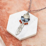 Vintage Tribal Thread & Silver Feather Necklace 🪶