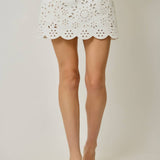 71099 Embroidered Eyelet Washed Skort