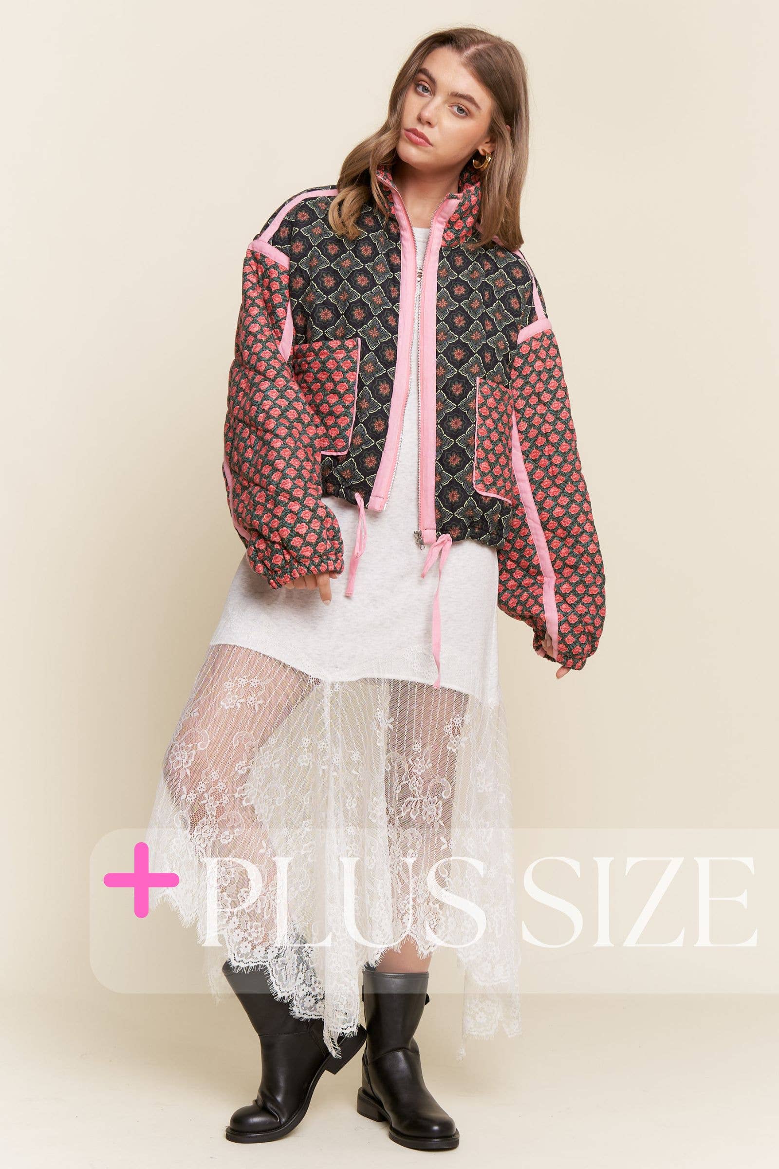 Rose Patterned Padded Jacket