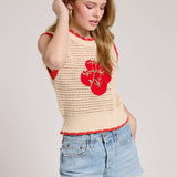 Sleeveless, Cream-Colored Knitted
