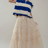 Bold Striped Dolman Sleeve Polo Shirt