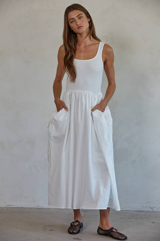 Woven Poplin Midi Dress