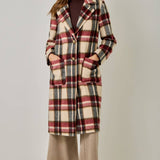 61594 Brushed Plaid Long Coat