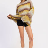OVERSIZED KNIT STRIPED SWEATER