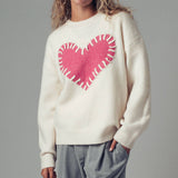 Heart Appliqué Knit Sweater
