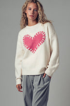 Heart Appliqué Knit Sweater
