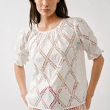 Lace Embroidered Short Sleeve Blouse