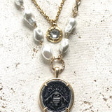 Vintage Bee Coin Necklace