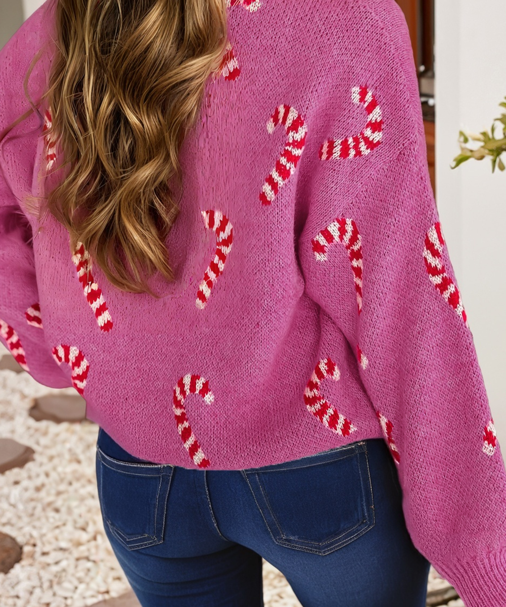 Candy Cane Drop Shoulder Sweater