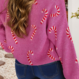 Candy Cane Drop Shoulder Sweater