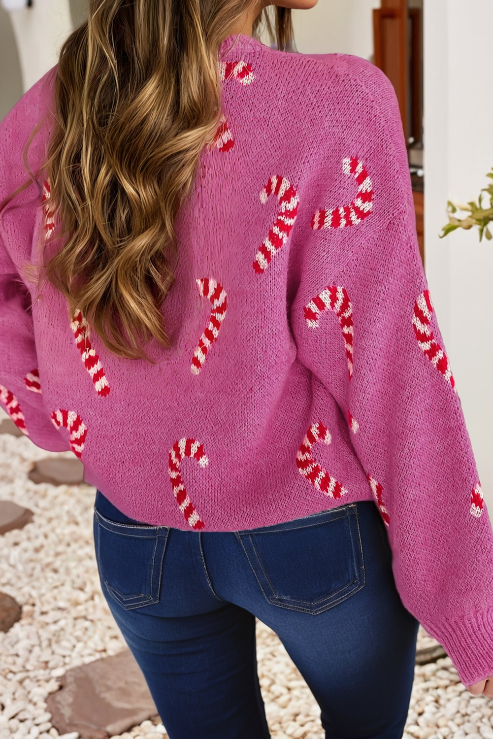 Candy Cane Drop Shoulder Sweater
