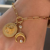 Lark 18K Gold Non-Tarnish Coin Moon Chain Bracelet