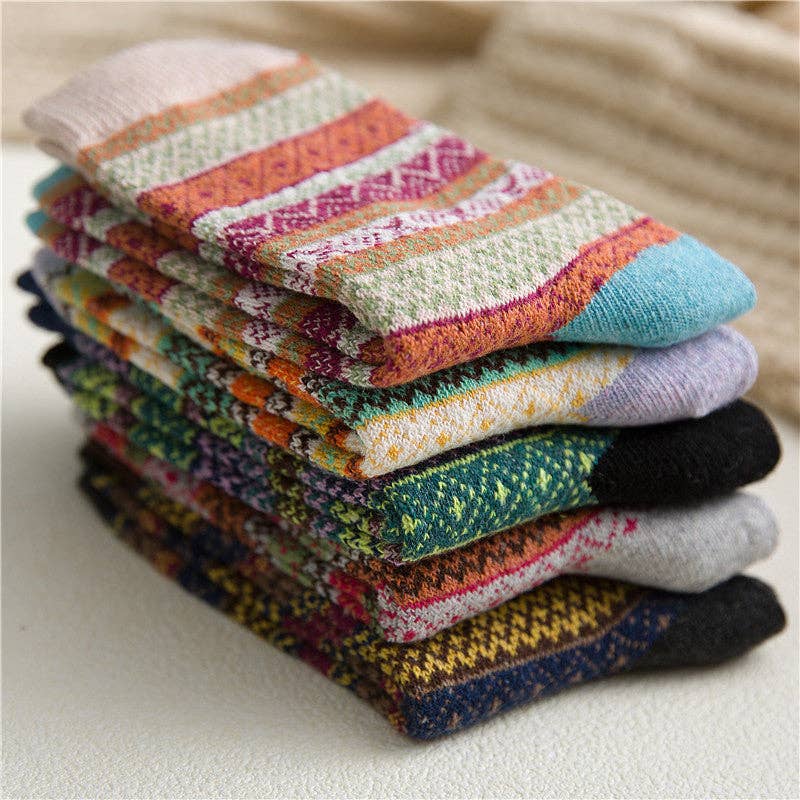 5 Pairs Bohemian Style Wool-Blend Socks