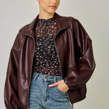 61652 Oversized Faux Leather Jacket