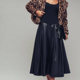 Cropped Faux Fur Leopard Print Bomber Jacket