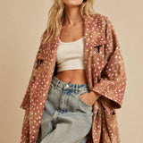 Cozy Fawn Print Oversized Cardigan Coat